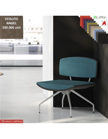 ONDA poltrona 1 posto con base a 4 gambe verniciato bianco e schienale imbottito rivestimenti tessuto Angel class 1 IM
