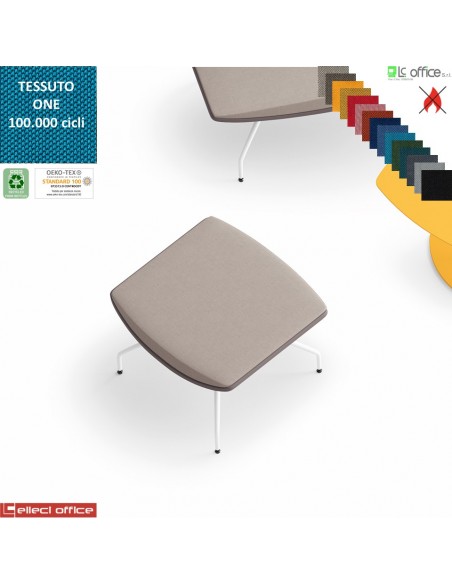 ONDA Pouf con base a 4 gambe verniciato bianco rivestimenti tessuto ONE class 1 IM