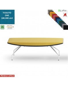 ONDA Pouf 2 posti con base a 4 gambe verniciato bianco rivestimenti tessuto ONE class 1 IM