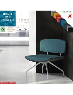 ONDA poltrona 1 posto con base a 4 gambe verniciato bianco e schienale imbottito rivestimenti tessuto ONE class 1 IM