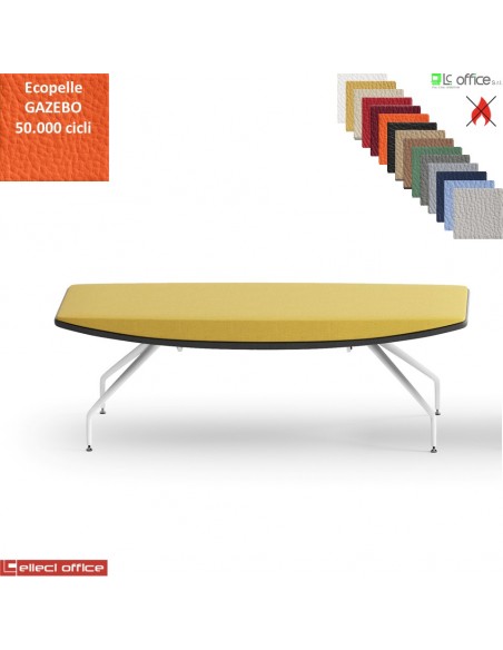 ONDA Pouf 2 posti con base a 4 gambe verniciato bianco rivestimenti ecopelle GAZEBO Class 1 IM