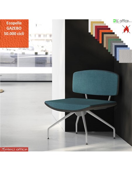 ONDA poltrona 1 posto con base a 4 gambe verniciato bianco e schienale imbottito rivestimenti ecopelle GAZEBO Class 1 IM
