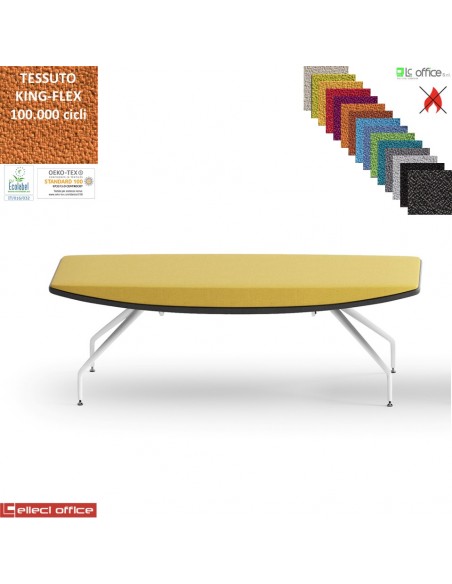 ONDA Pouf 2 posti con base a 4 gambe verniciato bianco rivestimenti TESSUTO KING FLEX class 1 IM