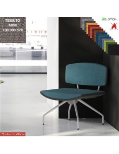 ONDA poltrona 1 posto con base a 4 gambe verniciato bianco e schienale imbottito rivestimento tessuto MINI class 1 IM