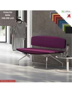 ONDA poltrona 2 posti con base a 4 gambe verniciato bianco e schienale imbottito rivestimento tessuto MINI class 1 IM