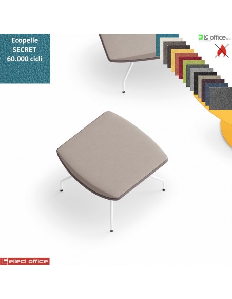 ONDA Pouf con base a 4 gambe verniciato bianco rivestimenti ecopelle SECRET class 1 IM