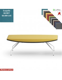 ONDA Pouf 2 posti con base a 4 gambe verniciato bianco rivestimenti ecopelle SECRET class 1 IM