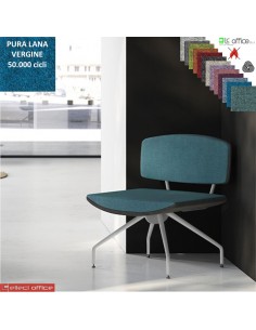 ONDA poltrona 1 posto con base a 4 gambe verniciato bianco e schienale imbottito rivestimento pura Lana vergine Class 1IM