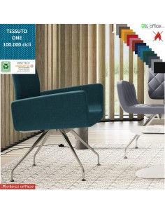 Monet Poltrona base a 4 gambe cromo coniche rivestimenti tessuto Angel class 1 IM