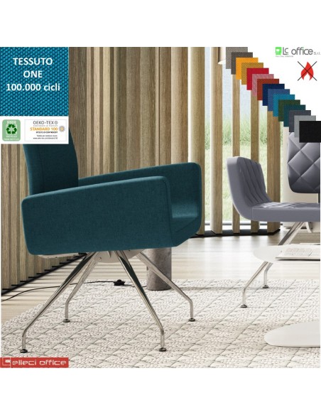 Monet Poltrona base a 4 gambe cromo coniche rivestimenti tessuto Angel class 1 IM