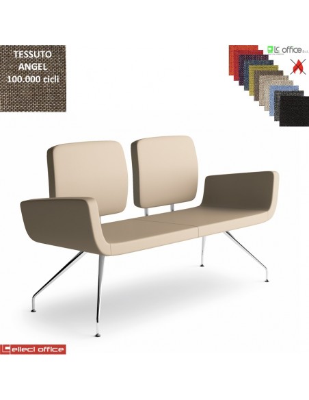 Monet Divano 2 posti base a 4 gambe coniche cromo rivestimenti tessuto Angel class 1 IM