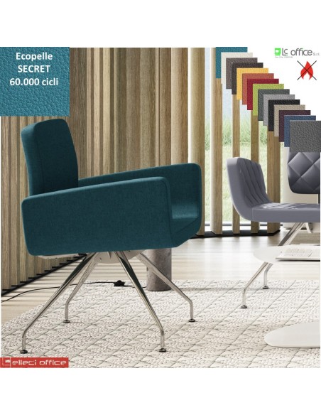 Monet Poltrona base a 4 gambe cromo coniche rivestimenti ecopelle SECRET class 1 IM