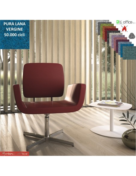 MONET Poltrona girevole base a 4 razze in alluminio rivestimento pura Lana vergine Class 1IM