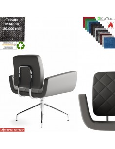 Monet Poltrona girevole base alluminio piramidale 4 gambe rivestimento cucciture a vista tessuto MADRID class 1IM