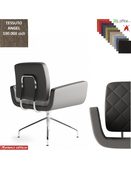 Monet Poltrona girevole base alluminio piramidale 4 gambe rivestimenti cucciture a vista tessuto Angel class 1
