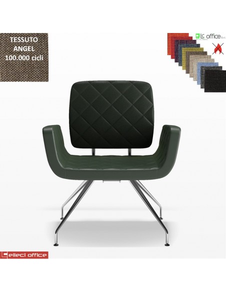 Monet Poltrona base a 4 gambe cromo coniche rivestimenti cucciture a vista tessuto Angel class 1 IM