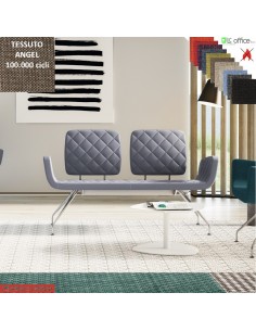 Monet Divano 2 posti base a 4 gambe coniche cromo rivestimenti cucciture a vista tessuto Angel class 1 IM