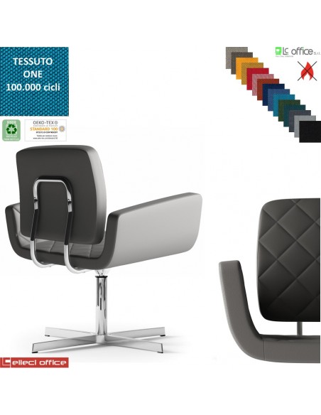 MONET Poltrona girevole base a 4 razze in alluminio rivestimenti cucciture a vista tessuto ONE class 1 IM
