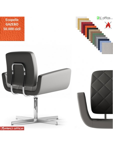 MONET Poltrona girevole base a 4 razze in alluminio rivestimenti cucciture a vista ecopelle GAZEBO Class 1 IM