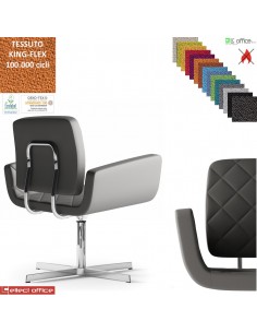 MONET Poltrona girevole base a 4 razze in alluminio rivestimenti cucciture a vista TESSUTO KING FLEX class 1 IM