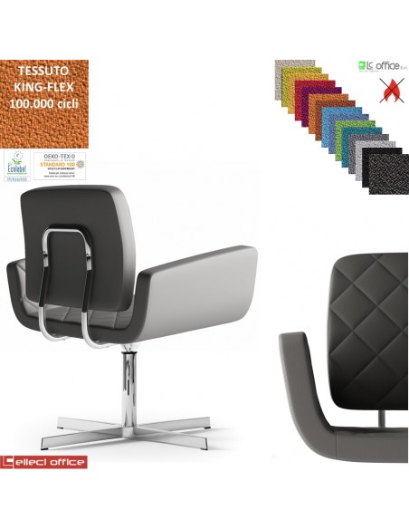 MONET Poltrona girevole base a 4 razze in alluminio rivestimenti cucciture a vista TESSUTO KING FLEX class 1 IM