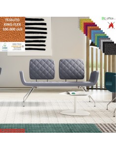 Monet Divano 2 posti base a 4 gambe coniche cromo rivestimenti cucciture a vista TESSUTO KING FLEX class 1 IM