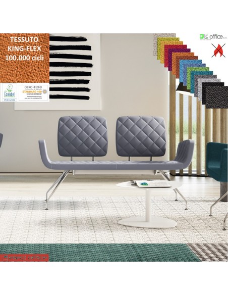 Monet Divano 2 posti base a 4 gambe coniche cromo rivestimenti cucciture a vista TESSUTO KING FLEX class 1 IM