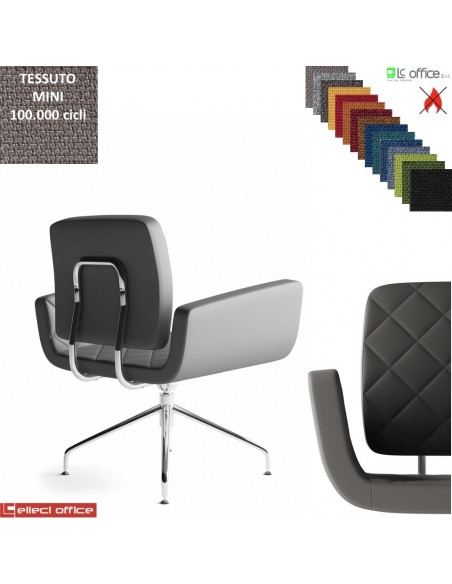 Monet Poltrona girevole base alluminio piramidale 4 gambe rivestimento cucciture a vista tessuto MINI class 1 IM