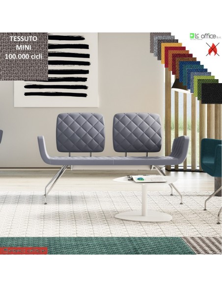 Monet Divano 2 posti base a 4 gambe coniche cromo rivestimento cucciture a vista tessuto MINI class 1 IM