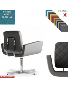MONET Poltrona girevole base a 4 razze in alluminio rivestimenti cucciture a vista ecopelle SECRET class 1 IM