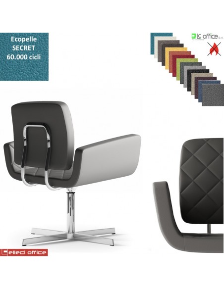 MONET Poltrona girevole base a 4 razze in alluminio rivestimenti cucciture a vista ecopelle SECRET class 1 IM