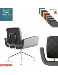 Monet Poltrona girevole base alluminio piramidale 4 gambe rivestimenti cucciture a vista ecopelle SECRET class 1 IM