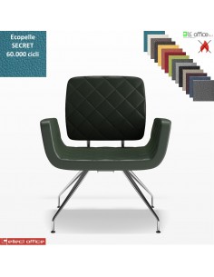 Monet Poltrona base a 4 gambe cromo coniche rivestimenti cucciture a vista ecopelle SECRET class 1 IM