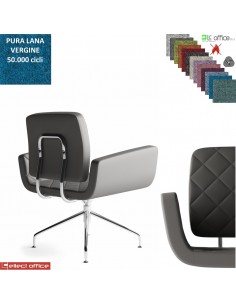 Monet Poltrona girevole base alluminio piramidale 4 gambe rivestimento cucciture a vista pura Lana vergine Class 1IM