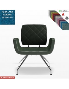 Monet Poltrona base a 4 gambe cromo coniche rivestimento cucciture a vista pura Lana vergine Class 1IM