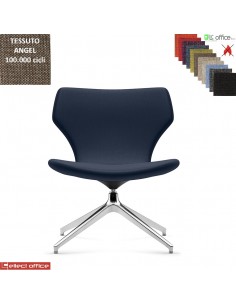 Damatra poltrona girevole base alluminio piramidale 4 gambe schienale sagomato rivestimenti tessuto Angel class 1 IM
