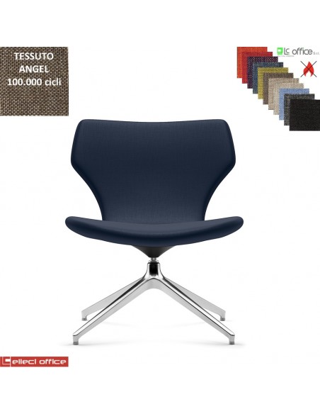 Damatra poltrona girevole base alluminio piramidale 4 gambe schienale sagomato rivestimenti tessuto Angel class 1 IM