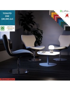 Damatra Poltrona girevole base disco acciaio inox schienale sagomato rivestimenti cucciture a vista tessuto ONE class 1 IM
