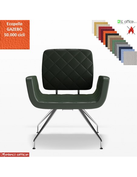 Monet Poltrona base a 4 gambe cromo coniche cucciture a vista ecopelle GAZEBO Class 1 IM