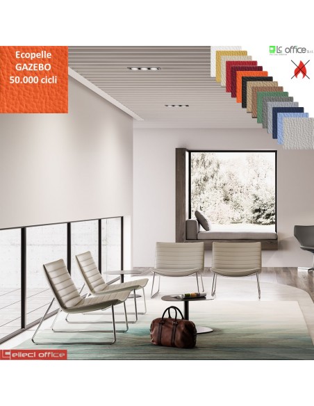 Damatra Poltrona attesa con telaio a slitta cromato ecopelle GAZEBO Class 1 IM