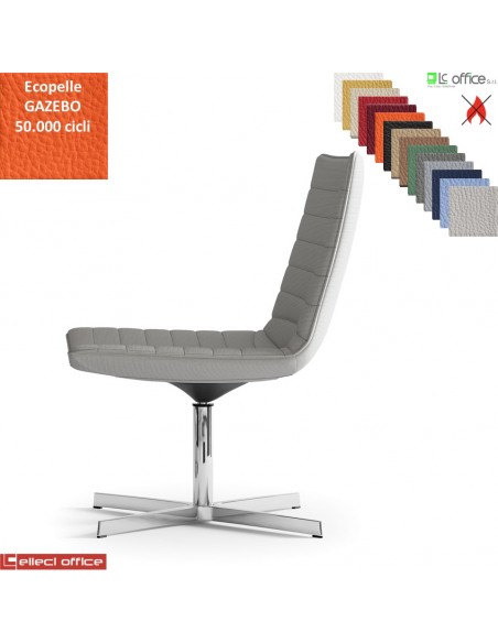 Damatra poltrona girevole base a 4 razze alluminio cucciture a vista ecopelle GAZEBO Class 1 IM