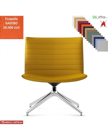 Damatra Poltrona girevole base alluminio piramidale 4 gambe cucciture a vista  ecopelle GAZEBO Class 1 IM