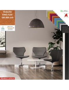 Damatra Poltrona girevole base alluminio 4 raggi schienale sagomato rivestimenti cucciture a vista TESSUTO KING FLEX class 1 IM