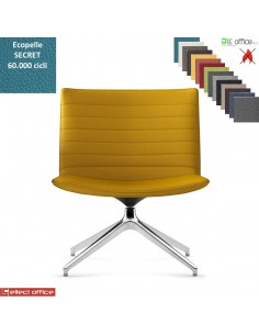 Damatra Poltrona girevole base alluminio piramidale 4 gambe rivestimenti cucciture a vista ecopelle SECRET class 1 IM