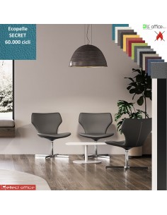 Damatra Poltrona girevole base alluminio 4 raggi schienale sagomato rivestimenti cucciture a vista ecopelle SECRET class 1 IM