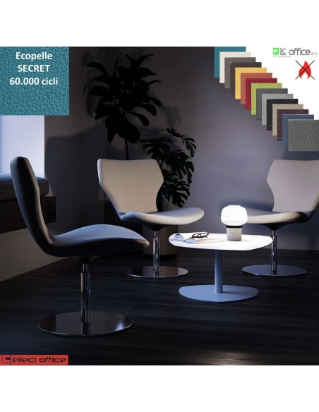 Damatra Poltrona girevole base disco acciaio inox schienale sagomato  ecopelle SECRET class 1 IM