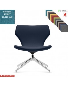 Damatra poltrona girevole base alluminio piramidale 4 gambe schienale sagomato ecopelle SECRET class 1 IM