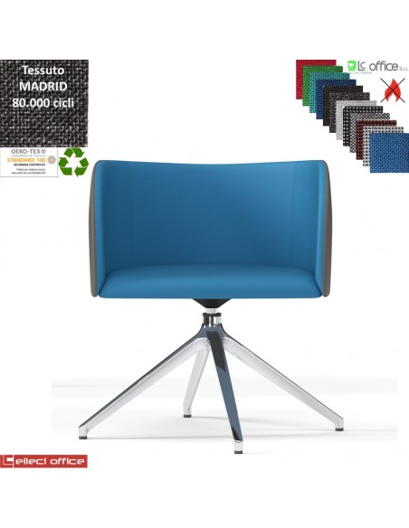 Round Poltroncina girevole base alluminio piramidale 4 gambe rivestimento tessuto MADRID class 1IM