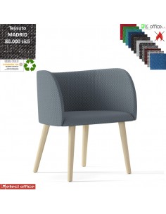Round Poltroncina base 4 gambe in legno frassino verniciato naturale rivestimento tessuto MADRID class 1IM