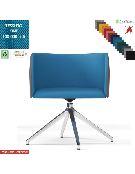 Round Poltroncina girevole base alluminio piramidale 4 gambe rivestimento tessuto ONE class 1 IM